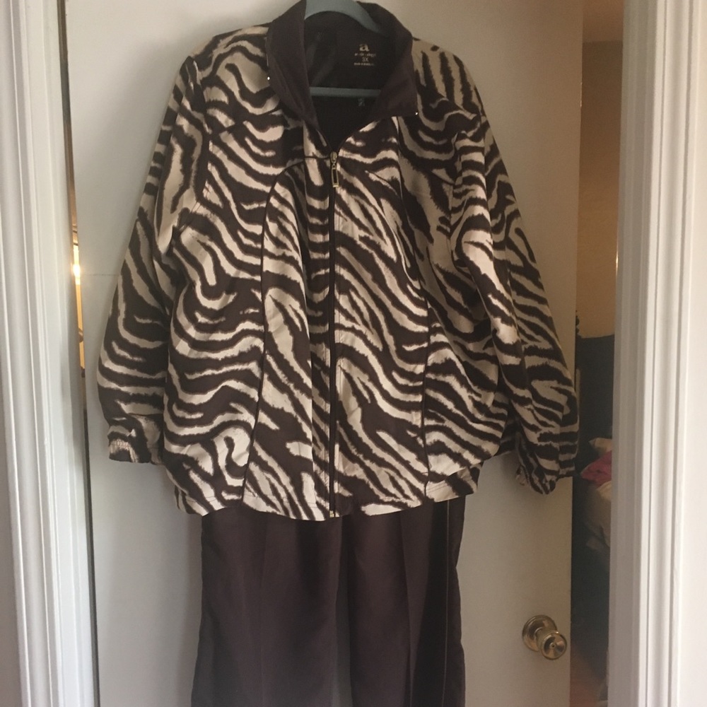 Brown Animal print track suit